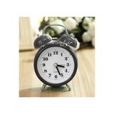 KaktüsKedi Mini Alarmlı Metal Işıklı Analog Masa Saati - Çalar Saat Siyah, 7480000717061