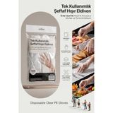 KaktüsKedi Tek Kullanımlık Şeffaf Hışır Eldiven 100’lü Paket – Gıda Uyumlu Hijyenik Koruyucu Mutfak ve Temizlik Eldiveni 717561