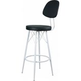 Kalafika Has Bar Sandalyesi 65’lik Beyaz Ayak-Siyah Deri 90 cm ile 100 cm Ada & Masalara Uygun Siyah