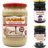 Kalaycıoğlu Beyaz Bozkır Tahini Cam 700 gr - Üzüm Pekmezi Cam 800 gr -Keçiboynuz Pekmezi CAM800GR - 2,9 kg