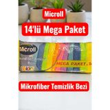 KALBE Microll Mikrofiber Temizlik Bezi - 14'lü Mega Paket, Renkli