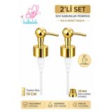 Kalbelek 2’li Gold Krom Kaplama Sıvı Sabunluk Pompası 28 mm Uyumlu Yedek Sabunluk Başlığı Dispenser Fıskiye