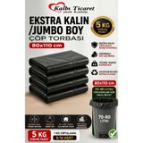 Kalbi Ticaret Ekstra Kalın Çöp Torbası 80x110 Cm Siyah Çöp Poşeti 5 Kg Dökme Dayanıklı Poşet Ev Taşınma Torbası