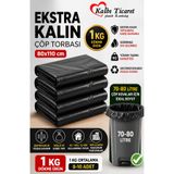 Kalbi Ticaret Ekstra Kalın Çöp Torbası 80x110 Cm Siyah Ev Taşınma Poşeti Çöp Poşeti 1 Kg Dökme Dayanıklı Poşet