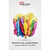 Kalbi Ticaret Ipli Balon 25'li Lastikli Zıpzıp Atom Balon Punch Panç Balon Büyük Boy Renkli Balon