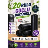 Kalbi Ticaret Kalın Çöp Torbası 350 gr x 20 Rulo Siyah Çöp Poşeti 80x110 cm Jumbo Endüstriyel Çöp Torbası