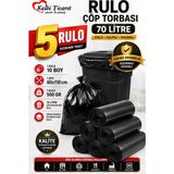 Kalbi Ticaret Kalın Çöp Torbası 500 gr X 5 Rulo Siyah Çöp Poşeti 80x110 Cm Jumbo Endüstriyel Çöp Torbası
