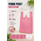 Kalbi Ticaret Kalın Pembe Poşet Küçük Boy 1 kg 25X45 cm Hışır Atlet Poşet Çöp Poşeti Market Manav Poşeti