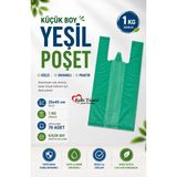 Kalbi Ticaret Kalın Yeşil Poşet Küçük Boy 1 kg Market Manav Poşeti 25X45 cm Çöp Poşeti Hışır Atlet Poşet
