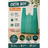 Kalbi Ticaret Kalın Yeşil Poşet Orta Boy 1 kg 28X50 cm Market Manav Poşeti Hışır Atlet Poşet Çöp Poşeti