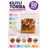 Kalbi Ticaret Kilitli Torba 19X25 cm 50'li Kilitli Naylon Poşet Şeffaf Torba Buzdolabı Poşeti