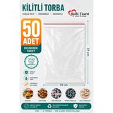Kalbi Ticaret Kilitli Torba 23X31 cm 50'li Kilitli Naylon Poşet Şeffaf Torba Buzdolabı Poşeti