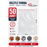 Kalbi Ticaret Kilitli Torba 26x36 Cm 50'li Kilitli Buzdolabı Poşeti Şeffaf Naylon Torba Kilitli Saklama Poşeti