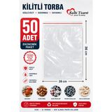 Kalbi Ticaret Kilitli Torba 26X36 cm 50'li Kilitli Naylon Poşet Şeffaf Torba Buzdolabı Poşeti