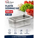 Kalbi Ticaret Plastik Saklama Kabı 1000 gr 25 Adet Kapaklı Plastik Sızdırmaz Kap Şeffaf Kullan At Kase