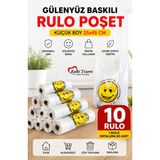 Kalbi Ticaret Rulo Poşet Gülenyüz Baskılı Poşet Küçük Boy 10 Rulo Market Manav Poşeti