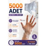 Kalbi Ticaret Şeffaf Eldiven 5000 Adet Hışır Poşet Eldiven Kullan At Tek Kullanımlık Eldiven