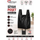 Kalbi Ticaret Siyah Poşet Kalın Küçük Boy 1 Kg 25x45 cm Atlet Poşet Market Manav Poşeti