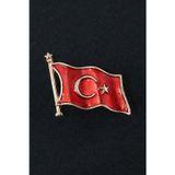 Kalbinizin üzerinde Dalgalı Türk bayrağı broş ay yıldızlı Türk bayraklı erkek kadın yaka iğnesi