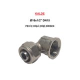 KALDE (10'lu Paket) Ø16x1/2" Pex İç Dişli (Dişi) Dirsek (Mobil Sistem Boru Bağlantı Parçası)