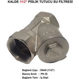 Kalde 11/2" Sarı / Krom Pislik Tutucu Su Filtresi DN40 - Threaded Strainer - DN40 (11/2") - 2 Adet