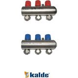 Kalde Kendinden Vanalı Kollektör 3 Ağızlı Set (Kırmızı - Mavi)