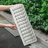 Kaldırımlar ve bahçeler için 20 cm ağır hizmet tipi drenaj ızgarası, kolay kurulum, yağmur suyu yönetimi, dar ve geniş oluklar için çok yönlü drenaj çözümü.