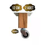 Kale Ahşap Tekerli Ayak Mobilya Masa Ve Dolap Tekerli Ayağı(Frensiz)(12Cm-15Cm)(Kayın/Gürgen Ağacı) Ahşap Rengi 12Cm Frensiz 12Cm - 2 Adet