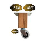 Kale Ahşap Tekerli Ayak Mobilya Masa Ve Dolap Tekerli Ayağı(Frensiz)(12Cm-15Cm)(Kayın/Gürgen Ağacı) Ahşap Rengi 15Cm Frensiz 15Cm - 1 Adet
