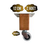 Kale Ahşap Tekerli Ayak Mobilya Masa Ve Dolap Tekerli Ayağı(Frensiz)(12Cm-15Cm)(Kayın/Gürgen Ağacı) Ceviz 12Cm Frensiz 12Cm - 2 Adet