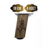 Kale Eğimli Ayarlı Çiçek Desenli Ahşap Ayak Mobilya Masa Ve Dolap Ayağı(Koyu Ceviz)(Ceviz Ağacı) Ceviz 18Cm 18Cm - 4 Adet