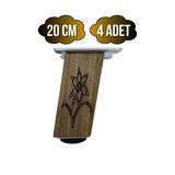 Kale Eğimli Ayarlı Çiçek Desenli Ahşap Ayak Mobilya Masa Ve Dolap Ayağı(Koyu Ceviz)(Ceviz Ağacı) Ceviz 20Cm 20Cm - 4 Adet