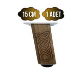 Kale Eğimli Ayarlı Desenli Ahşap Ayak Mobilya Masa Ve Dolap Ayağı(Koyu Ceviz)(Ceviz Ağacı) Ceviz 15Cm 15Cm - 1 Adet