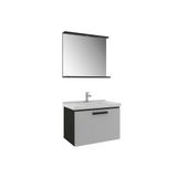 Kale Gris 80 cm Set Siyah Gri (Lavabo Dolabı + Ayna)