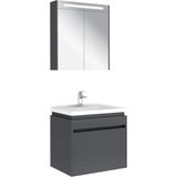 Kale Idea 2.0 65 cm Tek Çekmeceli Set Parlak Antrasit (Lavabo Dolabı + Aynalı Dolap)
