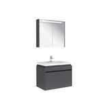 Kale Idea 2.0 80 cm Tek Çekmeceli Set Parlak Antrasit (Lavabo Dolabı + Aynalı Dolap)