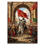 Kale Kapısında Atlı Fatih Sultan Dekoratif Kanvas - Mdf Ahşap Tablo