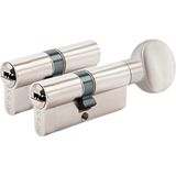 Kale Kilit | 264 Ortak Anahtarlı Kilit Silindiri, 2'li Set (SNC+SMC) Kilit Göbeği [68 mm, Nikel] - Krom - Ortak Anahtarlı 2'li Set, 68 mm
