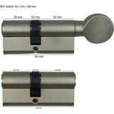 Kale Kilit Kale 264 Sistem Sn Silindir Ikili Pos Sistem Blisterli Nikel ( 68MM-26+10+32 ) - Gri