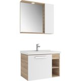 Kale Mare 80 cm Beyaz-Meşe Banyo Dolabı Takımı