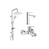 KALE Mare Banyo Bataryası Lavabo Bataryası ve TEMA 53242 Tepe Duş Seti SS304 Paslanmaz Sistem