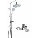KALE Mare Banyo Bataryası ve Tema 53230 Rain Tondo Tepe Duş Seti Krom Banyo Seti