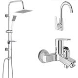 Kale Mare Banyo + Döner Lavabo Bataryası Ve Tema 53260 Raın Pratik Tepe Duş Seti
