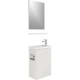 Kale Minimalist Beyaz 50 cm Alt Dolap, Lavabo, Etejer ve Aynalı Banyo Seti