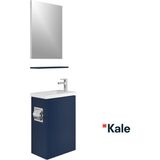 Kale Minimalist Lacivert 50 cm Aksesuarlı Alt Dolap, Lavabo, Etajer ve Ayna Takımı