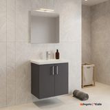Kale Noah Antrasit 65 cm Kapaklı Alt Dolap, Lavabo ve Aynalı Banyo Seti