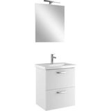 Kale Noah Beyaz 55 cm Çift Çekmeceli Alt Dolap, Lavabo ve Ayna Takımı