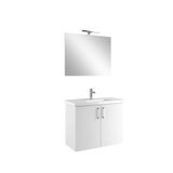 Kale Noah Beyaz 80 cm Kapaklı Alt Dolap, Lavabo ve Aynalı Banyo Seti
