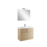 Kale Noah Meşe 80 cm Kapaklı Alt Dolap, Lavabo ve Ayna Takımı
