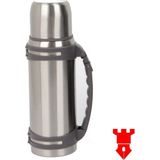Kale Promosyon 1300 ml Termos SUS-304 Paslanmaz Çelik Bardak Kamp Okul Iş Piknik Çay Kahve Termosu - Gümüş